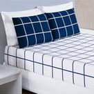 Jogo Cama Lençol Queen 200 Fios 3 Peças Azul Marinho