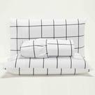 Jogo Cama Lençol Square Casal Quadriculado 3 Peças Branco