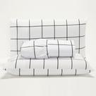 Jogo Cama Lençol Square Queen Quadriculado Percal 180 Fios 3 Peças - Branco