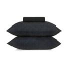 Jogo cama simples 3pçs toque acetinado - queen - slim preto - bom sono