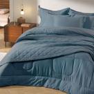 Jogo Cama Solteiro 300 Fios Bossa 100% Algodão Azul Karsten Jogo Cama Solteiro 300 Fios Bossa 100% Algodão Azul Karsten
