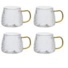 Jogo Caneca Xícara Jarra 420ml Transparente Alça Colorida Criativa Xícara Copo Café Chá Suco