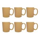 Jogo Canecas Porcelana Desenho Rattan Café Da Manhã 6 Peças