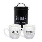 Jogo Canecas Porcelana Kit 2 Xícara Café Chá Lata Açucar Jogo Canecas Porcelana Kit 2 Xícara Café Chá Lata Açucar