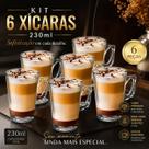 Jogo Canecas Xícaras Em Vidro 230ml Kit Canecas Para Chá Café Capuccino
