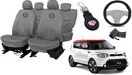 Jogo capa couro cinza Kia Soul 08-13 + chaveiro vol