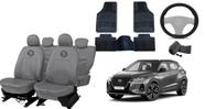 Jogo capa couro cinza Nissan Kicks 20-24 + tapete premium
