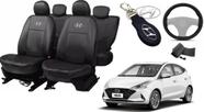 Jogo Capas de Couro Hyundai HB20 2023 + Capa de Volante + Chaveiro Hyundai