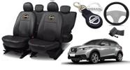Jogo Capas de Couro Nissan Kicks 2016 + Capa de Volante + Chaveiro Nissan