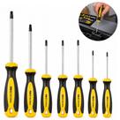 Jogo chave fenda torx magnetica 7 pecas t10 a t40 kit ferramentas com cabo ponta aco manutencao maquinas eletronicos