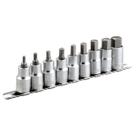 Jogo Chave Soquete Allen Hexagonal H4 a H17mm Encaixe De 1/2" Kit Com 9 Peças Em Aço Cromo