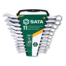 Jogo Chaves Combinadas Espelhada 11 Peças Cromado Com Suporte de SATA Jogo Chaves Combinadas Espelhada 11 Peças Cromado Com Suporte de SATA