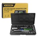 Jogo Chaves Soquetes 40 Peças 1/4 E 3/8 Conjunto Ferramentas
