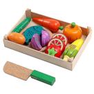 Jogo clássico de madeira para cortar frutas e vegetais