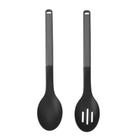 Jogo Colheres KitchenAid Perfurada e Sólida Nylon Cinza Multiuso Cozinha Utensílios para Servir Escorrer Alimentos Resistente