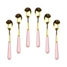 Jogo Colheres P/ Café Rosa/Dourado Com 6 PCS We Make