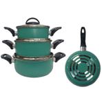 Jogo com 03 caçarolas verdes com antiaderente