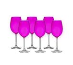 Jogo com 06 Taças de Vinho Tinto em Cristal de Soda Rosa 450ml 8,5x22,5cm - Bohemia