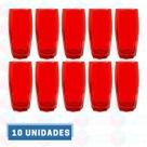 Jogo com 10 Copos Vidro Florence Luxo 370ml Vermelho Drink