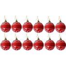 Jogo Com 12 Bolas de Natal Ø 5cm Acrílico Vermelho Com Decorações