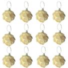 Jogo Com 12 Bolas de Natal Pétalas Off White Nacarada 5cm