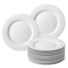 Jogo Com 12 Pratos Redondo Branco de Melamina Para Sobremesa Kit 12 Pratinhos Redondo De Plástico Branco 18cm Para Bolo Doces E Sobremesas Bestfer