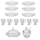 Jogo Com 15 Peças Mesa Posta Para Servir Café e Chá Cristal