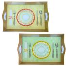 Jogo Com 2 Bandejas De Servir Refeições Com Alças 49x32x6cm SUPER SALDÃO