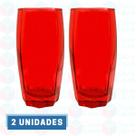 Jogo com 2 Copos Vidro Florence Luxo 370ml Vermelho Drink