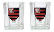 Jogo Com 2 Copos Vidro Shot 70ml Flamengo