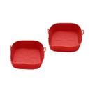 Jogo com 2 Forros para Air Fryer 4L Quadrada Silicone Vermelho - UnyHome