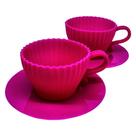 Jogo com 2 Xícaras Silicone para Cupcake Prana Formas Culinárias Reutilizáveis Confeitaria Cozinha Antiaderente