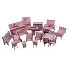 Jogo Com 21 Moveis M Para Boneca Pintado Rosa Trabalhado Mdf Madeira
