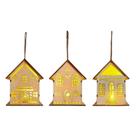 Jogo com 3 Casinhas Natalinas de Madeira com Luz Led 8,5x11x6cm