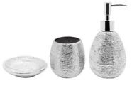 Jogo com 3 Peças para Banheiro Lunar Prata 360 ml - Mimo Style - BH1779P
