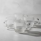 Jogo com 4 Canecas de Vidro Graffiato para Café Transparente 95ML