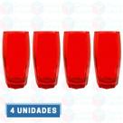 Jogo com 4 Copos Vidro Florence Luxo 370ml Vermelho Drink