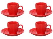 Jogo com 4 xicara cafe bella vermelho 90ml - hauskraft