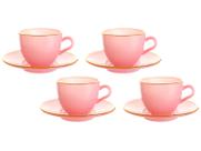 Jogo com 4 xicara cafe matte rosa 85ml - hauskraft