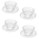 JOGO COM 4 XICARAS CHA CRISTAL COM PIRES PEARL 180ml -WOLFF
