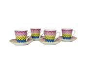 Jogo com 4 Xícaras para Chá com Pires 160ml Chevron Porcelana Saldão Jogo com 4 Xícaras para Chá com Pires 160ml Chevron Porcelana Saldão