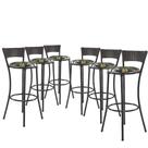 Jogo Com 6 Banquetas Alta Forts Fibra Uv Bancada, área Goumert, Bar, Piscina, Balcão, Floral Preto