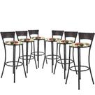 Jogo Com 6 Banquetas Alta Forts Fibra Uv Bancada, área Goumert, Bar, Piscina, Balcão Floral Vermelho