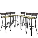 Jogo Com 6 Banquetas Altas Forts Fibra Uv Bancada, área Goumert, Bar, Piscina, Balcão, Floral Verde