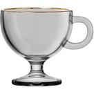 Jogo com 6 caneca muse cinza com borda dourada 200ml - hauskraft
