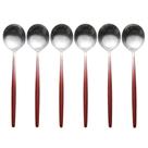 Jogo com 6 Colheres de Cafe / Chá Aço Inox Slim Vermelho Gradiente Jogo com 6 Colheres de Cafe / Chá Aço Inox Slim Vermelho Gradiente