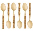 Jogo Com 6 Colheres de Mesa 20cm Aço Inox Dourado Cabo Tipo Bambu Lyor