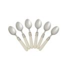 Jogo Com 6 Colheres de Mesa e Sobremesa Aço Inox Cabo Perolado