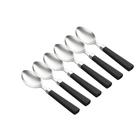 Jogo com 6 Colheres de Sobremesa Aço Inox Cabo Preto Tipo Rattan 16cm