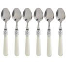 Jogo Com 6 Colheres Para Chá Café e Sobremesas 17cm Aço Inox Cabo perolado.